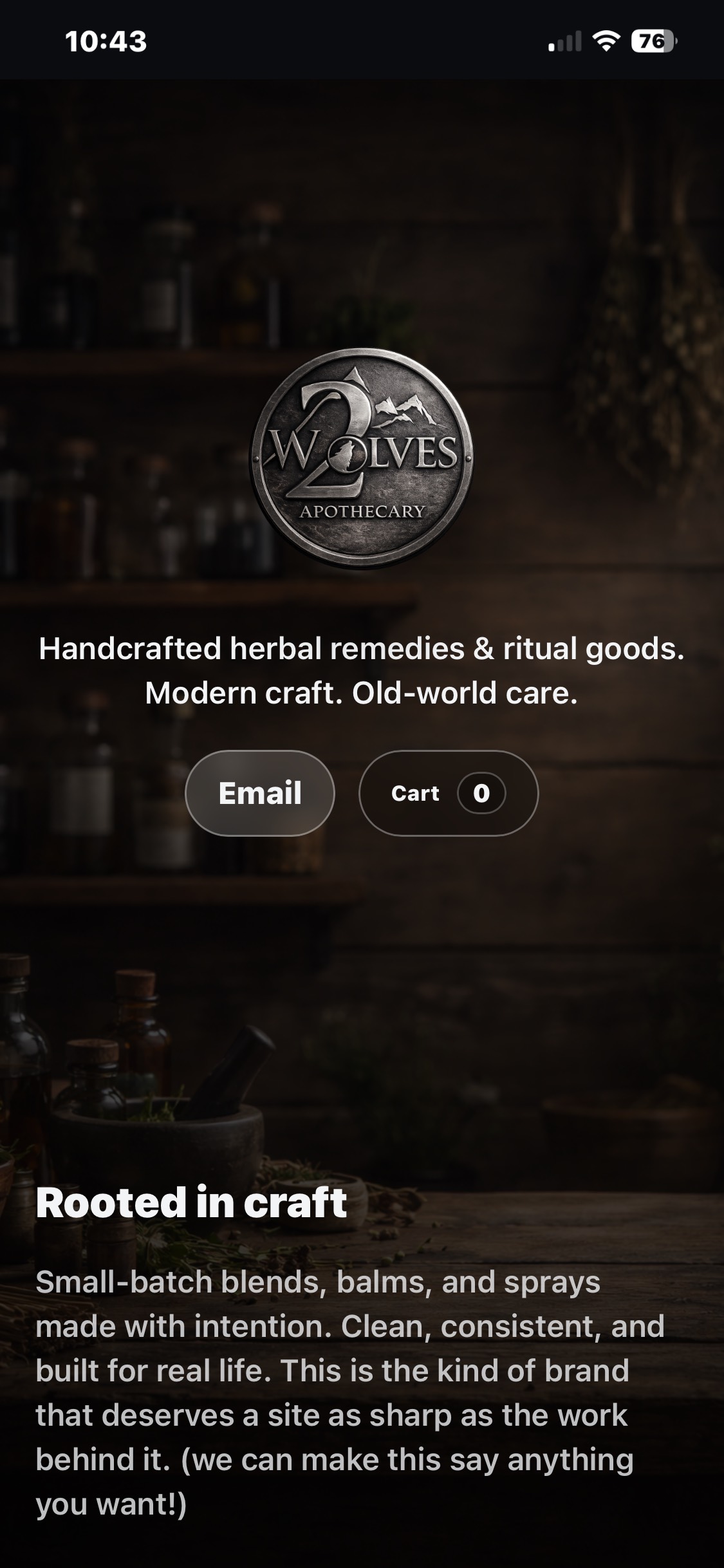 2 Wolves Apothecary mock – mobile