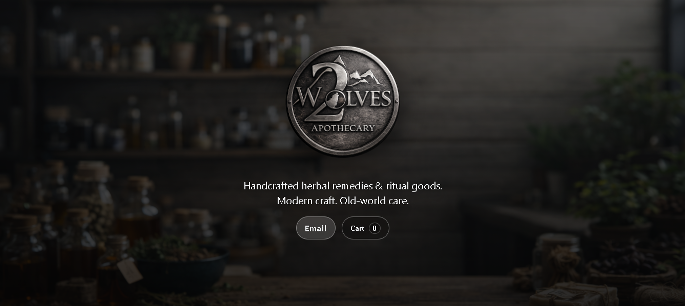2 Wolves Apothecary mock – desktop