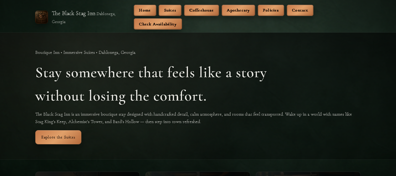 Black Stag Inn – desktop layout