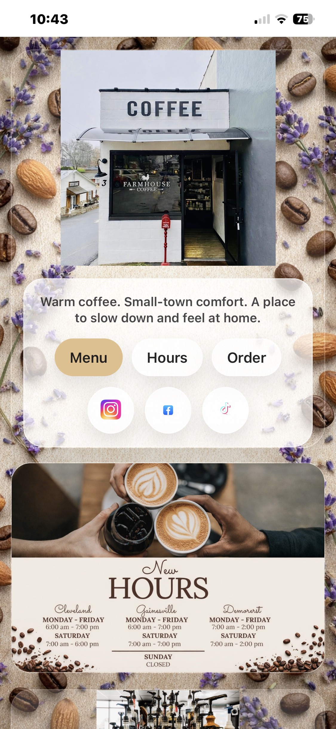 Farmhouse Coffee mock – mobile