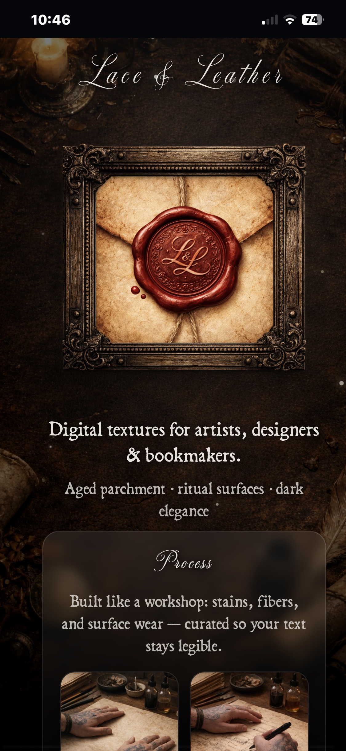 Lace & Leather front page – mobile