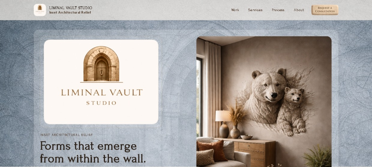 Liminal Vault Studio website — desktop view